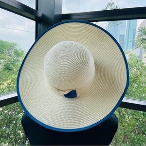 MAGID Women's Wide Brim Sunhat Bone Sz OS Beach Coastal Grandma Nautical Seaside